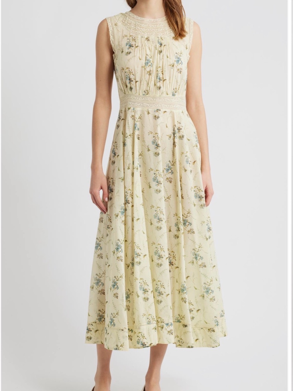 Doen Liliane Floral Lace Detail Midi Dress